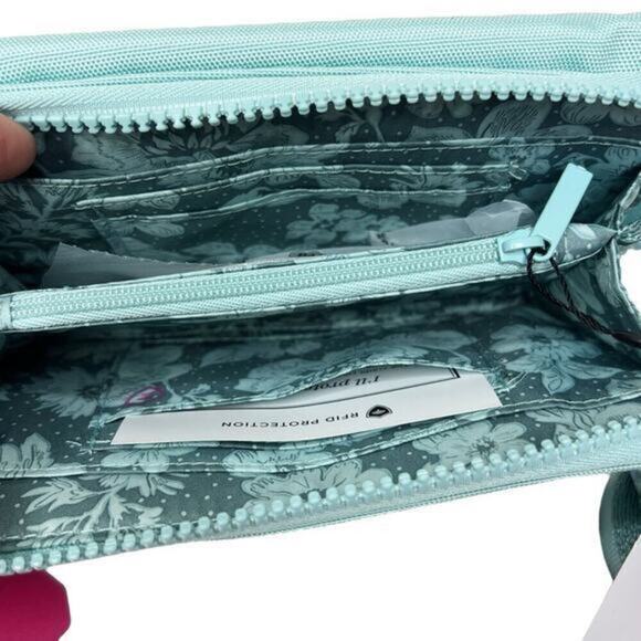 Vera Bradley Blue RFID Wristlet Wallet Crossbody Bag - Picture 6 of 13